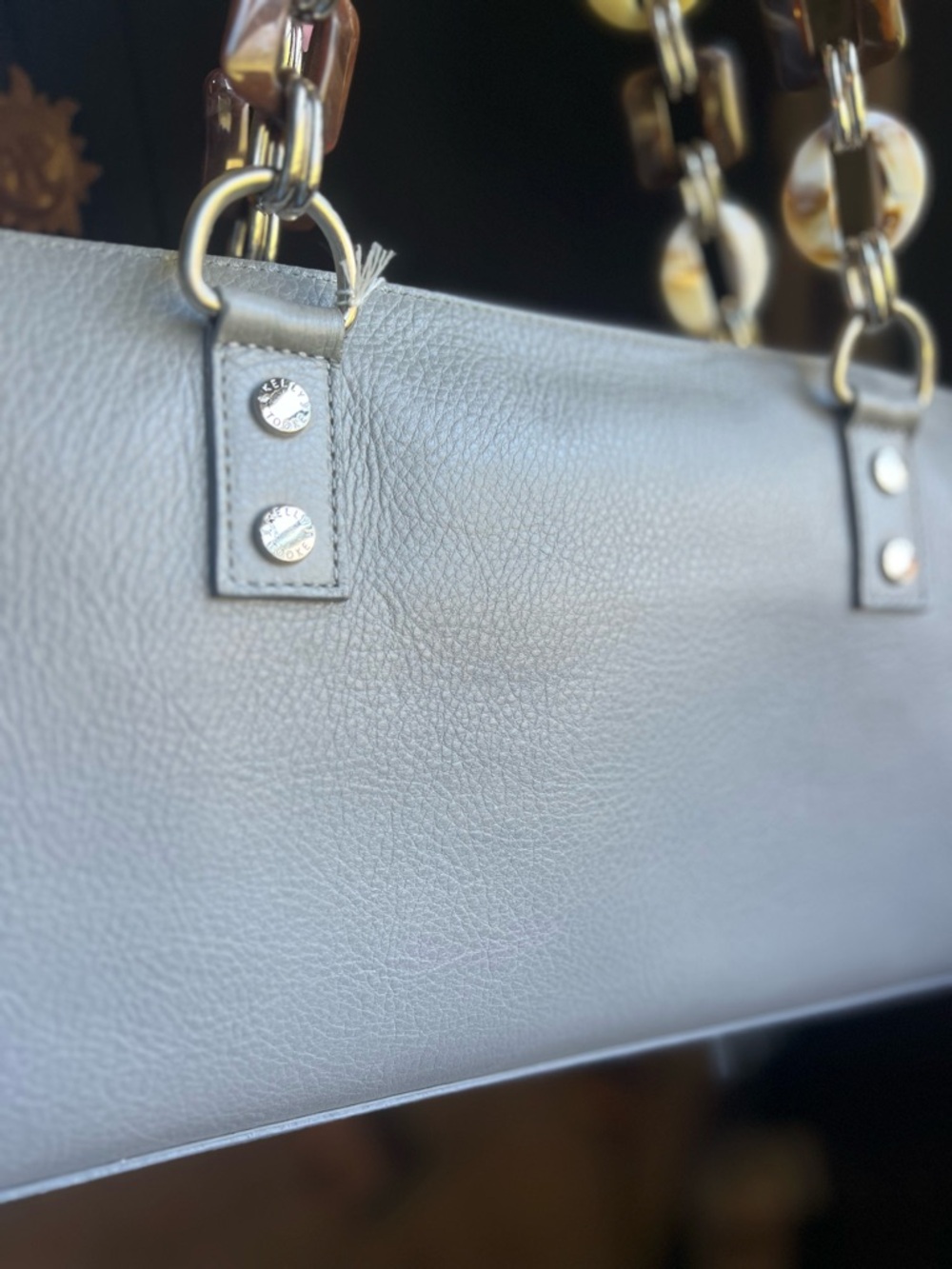 Kelly Tooke Soho Leather Purse in Patent Grey with multicolor chain strap - Picture 13 of 16